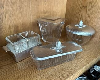 8 piece - Vintage Rodney Kent - Hammered Aluminium Butter, sugar, creamer, & sugar caddy - $30 for all
