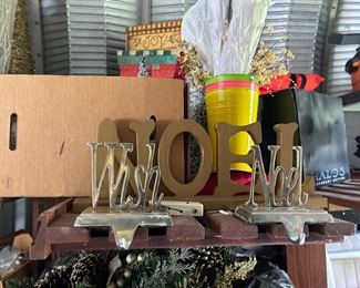 Metal Stocking holders $5                                                                                               Noel sign $8
