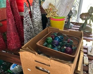 Stackable cone Christmas tree- Red-$5, Silver $10                             various Christmas lights $1 a strand