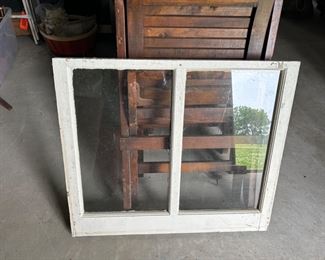 Antique wood framed window