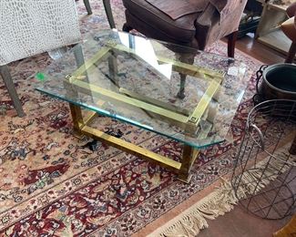 Brass and Glass Coffee Table $265