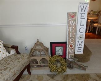 Decorative bird cage & wall hangings