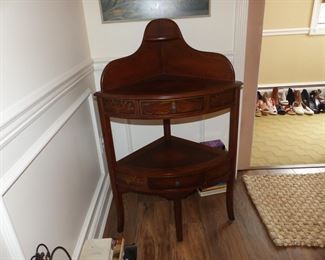 Corner 2 tier open display shelves