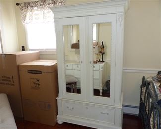 White mirrored door armoire