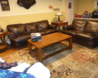 Leather sofa & loveseat
