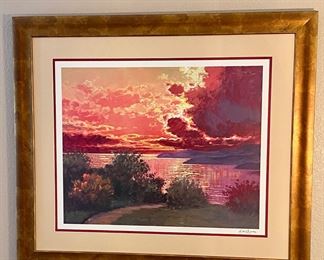 Another Beautifully "Sunset" LARGE framed wall art piece that is signed.