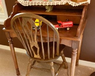 Super nice Rare VINTAGE all wood miniature writers secretary and chair.