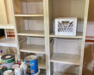 Lots of storage shelves in this home.