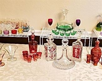 Excellent grouping of colored vintage glassware. Note that this glass is a good bit larger than photos suggest, plus all pristine clean and ready to display and or use.