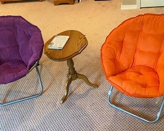 Retro 70's style Purple and Orange Lounging chairs.