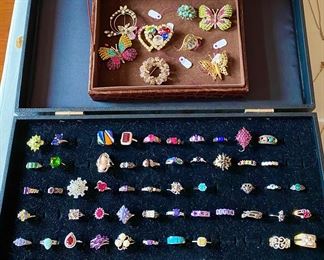 Part of LARGE grouping of Sterling and Costume Jewelry. 95% of rings are Sterling Silver.