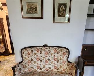 small loveseat, prints