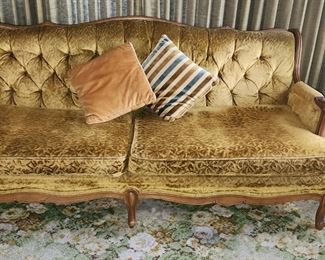 Green crush velvet vintage sofa