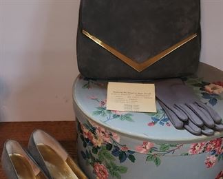 Dominic Romano shoes , purse, gloves, Hat box