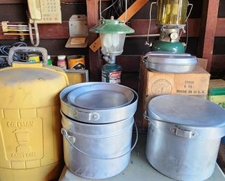Coleman camping stoves and lanterns.