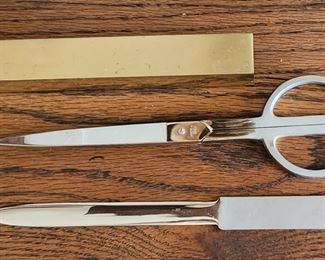 Brass holder with letter opener, matching Scissors.