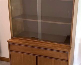 2 MCM Wooden Hutch with Sliding Glass Doors