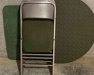 2 Green Folding Tables  4 Chairs