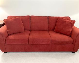 7ft Red Bauhaus Couch with 2 Matching Pillows