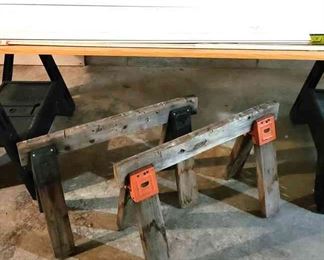 12ft White Wood Trim Folding Horses  More