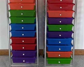 Rainbow Colored Wheeled Plastic Organizers