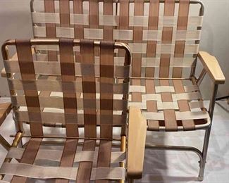 Vintage Folding Lawn Chair 27in  Matching Loveseat 45in