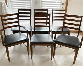 Vintage Lenoir Dining Chairs with Black Upholstery 70s