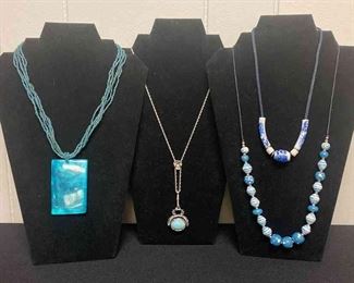 Four Blue Colored Necklaces