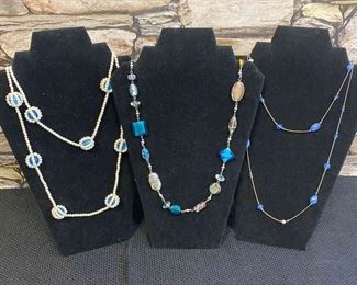 Three Blue Colored Necklaces