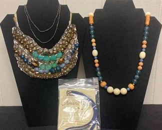 Three Colorful Necklaces Featuring Teal