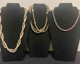 Three Metal Colored Necklaces