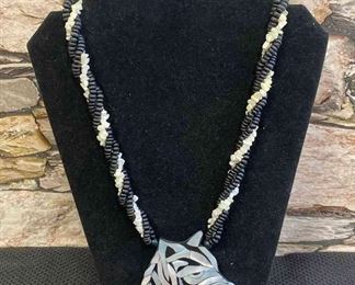 Zebra Necklace And Earrings