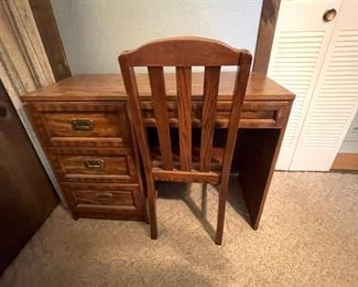 Wood Desk With Chair