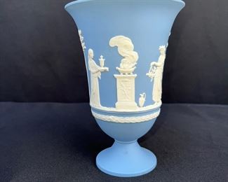 Wedgwood England Blue Jasperware Arcadian Pedestal Vase