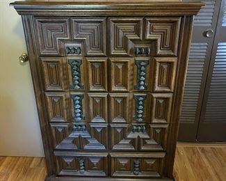 Vintage Mediterranean Dark Wood Dresser