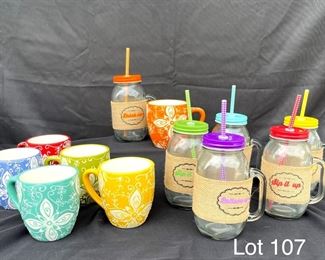 Laurie Gates Mugs Sipper Glasses with Straws