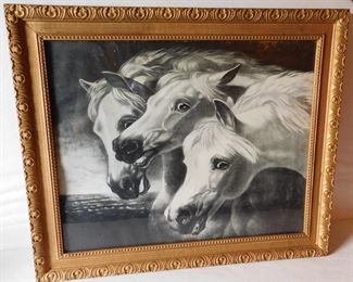 Black and White Framed Horse Art