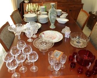 China, Stemware, Vintage Glassware, Pedetal Cake Plate, Ruby Glass