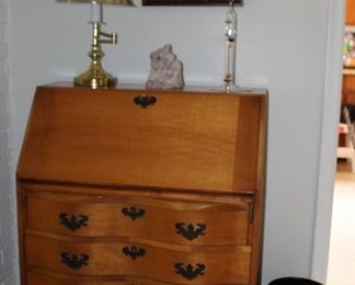 Drop Front Secretary, Lamp, Mosaic Mirror