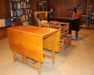 Wood Crates and Drop Leaf Tables