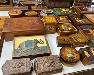 music boxes and carvings
