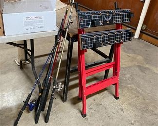 tools and fishing poles