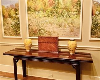 Convertible mahogany sofa table to dining table 