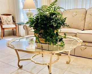 LaBarge brass and glass cocktail table