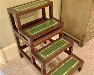 Metamorphic gilt tooled leather library steps