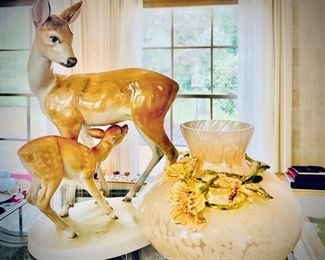 Herend deer and Jay Strong vase
