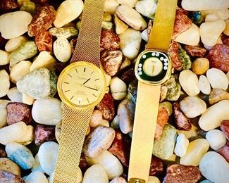 18k Omega Constellation Automatic and 18k Chopard “Happy Diamonds” watches
