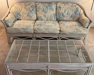 Floral Sofa and Coffee Table