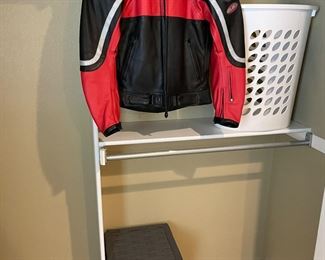 Leather jacket, hampers 