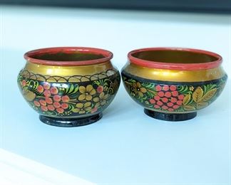 Khokhloma painted wooden bowls